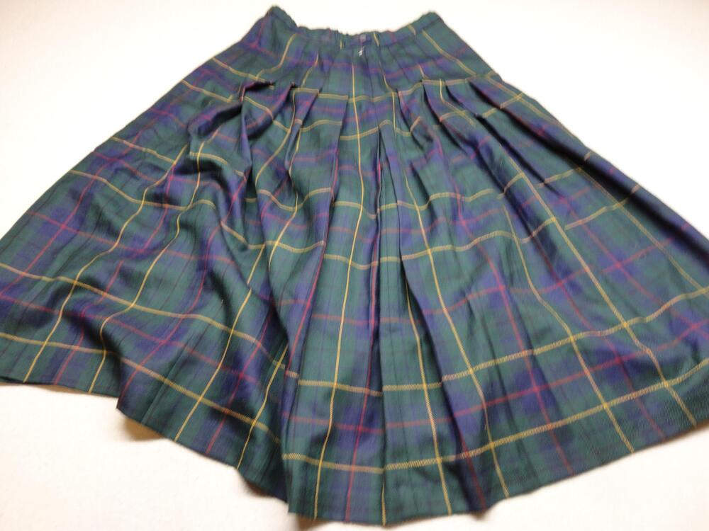Pendleton Skirt Womens 10 Petite Green Tartan Plaid Wool Twill Pleated Midi USA - Picture 6 of 9